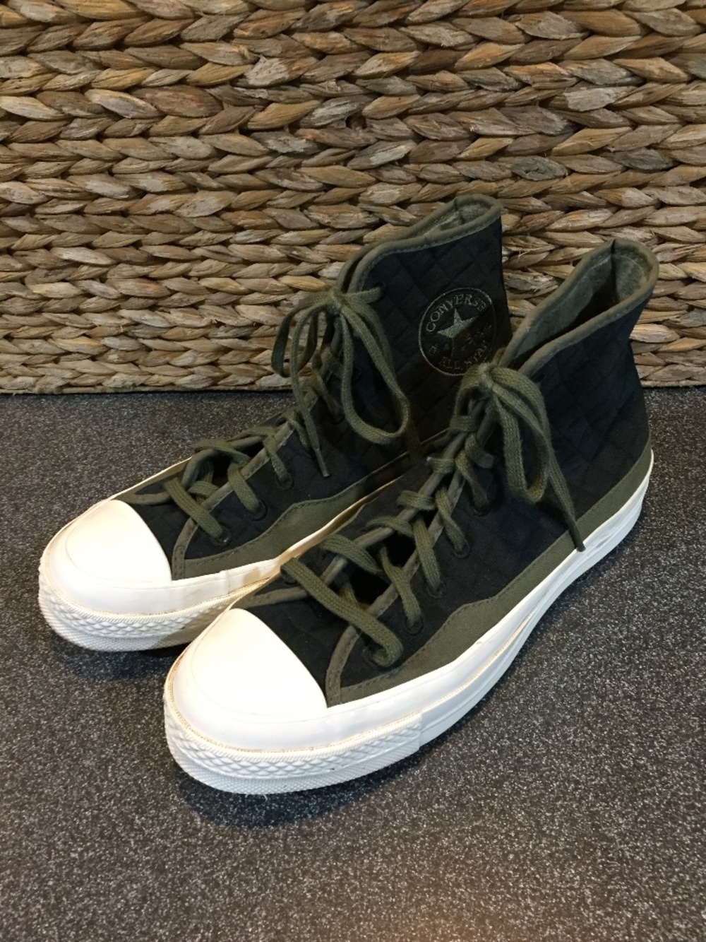Converse Men’s High Top Sneakers in Olive Green & Black